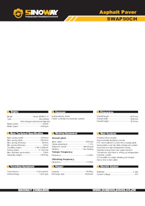 Finisseurs de chaussée sur chenilles Sinoway SWAP90CH