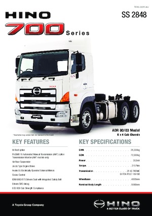 Tracteurs routiers Hino 700 SS 2848 HIGH ROOF 6x4