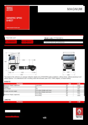 Tracteurs routiers Renault MAGNUM 480.19 4X2 TGV1040 E5