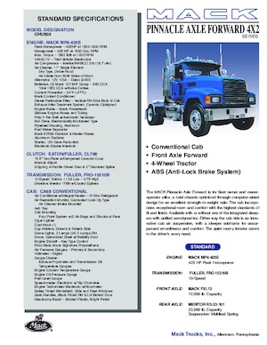Tracteurs routiers Mack PINNACLE CA68 Conventional CHU602 MP8 4x2
