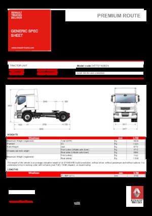 Tracteurs routiers Renault PREMIUM 380.18 4X2 D TGV950