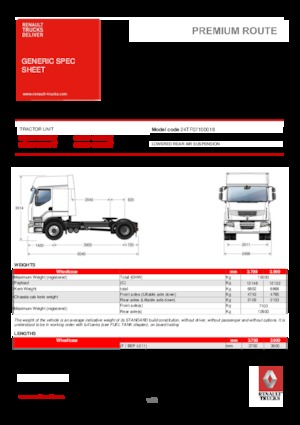 Tracteurs routiers Renault PREMIUM 460.19 4X2 LD TGV1040