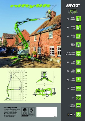 Nacelles à bras articulés montées sur camion Niftylift Nifty 150T