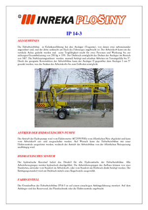 Nacelles à bras articulés montées sur camion Inreka IP 14-3