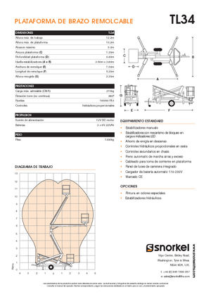Nacelles à bras articulés montées sur camion Snorkel TL34