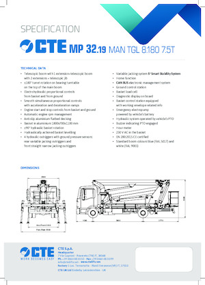 Nacelles télescopiques sur camion CTE MP 32.19