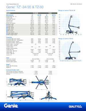Nacelles à bras articulés montées sur remorque Genie TZ-50
