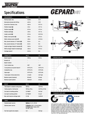 Nacelles à bras articulés montées sur camion TEUPEN Gepard 13 GT