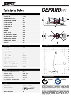 Nacelles à bras articulés montées sur camion TEUPEN Gepard 13 GT