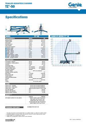 Nacelles à bras articulés montées sur camion Genie TMZ 50/30