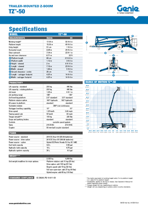 Nacelles à bras articulés montées sur camion Genie TZ50/30 DC