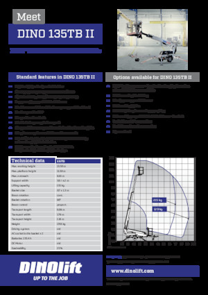 Nacelles télescopiques sur remorque Dino Lift Dino 135TB II