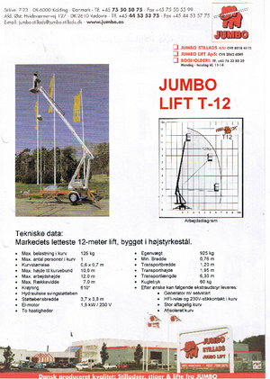 Nacelles télescopiques sur remorque Jumbo Lift T 12
