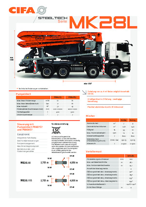 Pompes à béton pour camion CIFA MK28L