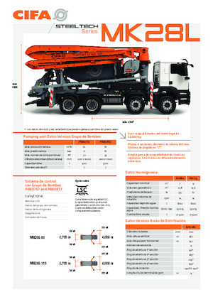 Pompes à béton pour camion CIFA MK28L
