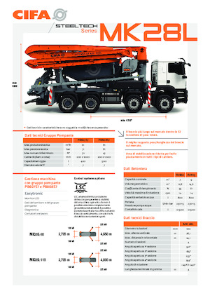 Pompes à béton pour camion CIFA MK28L
