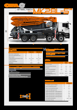 Pompes à béton pour camion CIFA MK28L-5