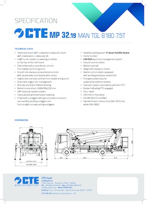 Nacelles télescopiques sur camion CTE MP 32.19