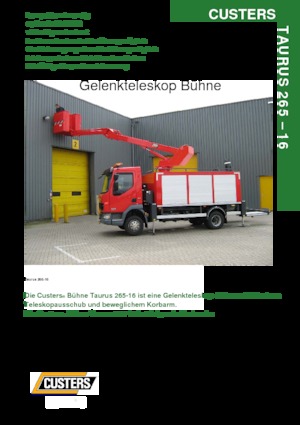 Nacelles à bras articulés montées sur remorque Custers Taurus 265-16