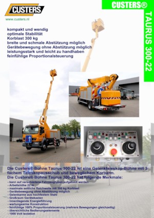 Nacelles à bras articulés montées sur remorque Custers Taurus 300-22