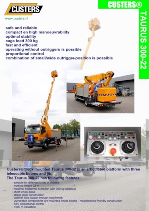 Nacelles à bras articulés montées sur remorque Custers Taurus 300-22