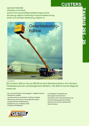 Nacelles à bras articulés montées sur remorque Custers Taurus 330-26