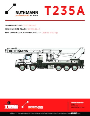 Nacelles à bras articulés montées sur remorque Versalift Ruthmann T235A 