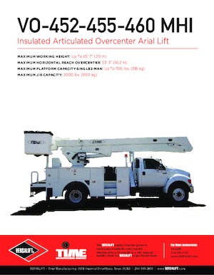 Nacelles à bras articulés montées sur remorque Versalift VO-455-MHI