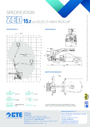 Nacelles à bras articulés montées sur remorque CTE ZED 15.2