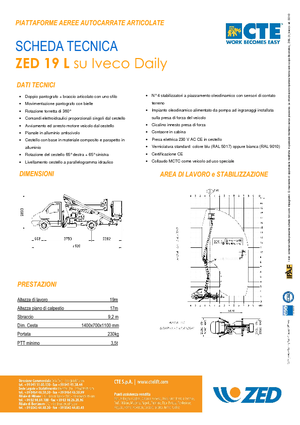 Nacelles à bras articulés montées sur remorque CTE ZED 19 L