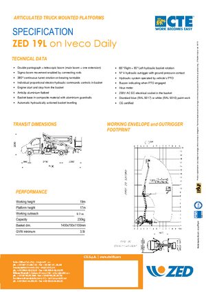 Nacelles à bras articulés montées sur remorque CTE ZED 19 L