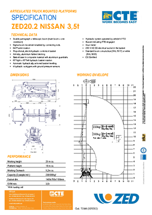 Nacelles à bras articulés montées sur remorque CTE ZED 20.2