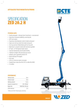 Nacelles à bras articulés montées sur remorque CTE ZED 20.2 H
