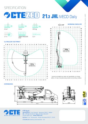 Nacelles à bras articulés montées sur remorque CTE ZED 21.3 JHL