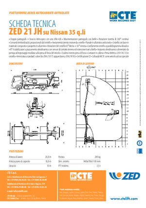 Nacelles à bras articulés montées sur remorque CTE ZED 21 JH