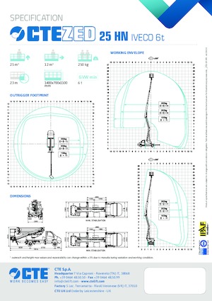 Nacelles à bras articulés montées sur remorque CTE ZED 25 HN