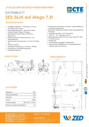 Nacelles à bras articulés montées sur remorque CTE ZED 26 JH