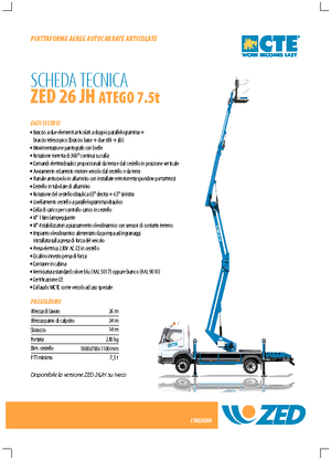 Nacelles à bras articulés montées sur remorque CTE ZED 26 JH