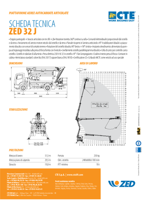 Nacelles à bras articulés montées sur remorque CTE ZED 32 J