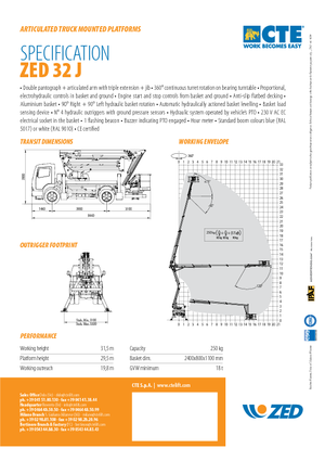 Nacelles à bras articulés montées sur remorque CTE ZED 32 J