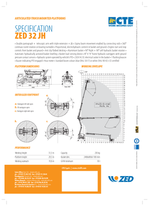 Nacelles à bras articulés montées sur remorque CTE ZED 32 JH