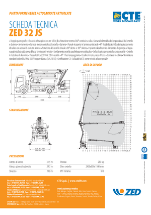 Nacelles à bras articulés montées sur remorque CTE ZED 32 JS