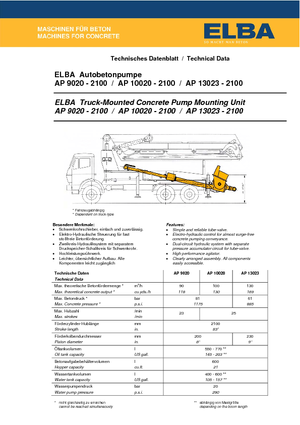 Pompes à béton montées sur camion Elba AP 9020