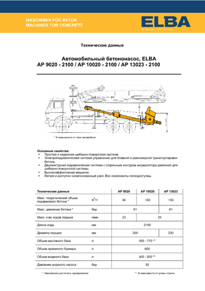 Pompes à béton montées sur camion Elba AP 9020