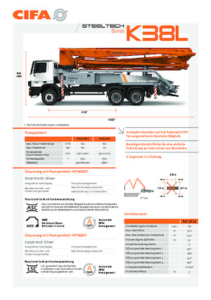 Pompes à béton montées sur camion CIFA K38L