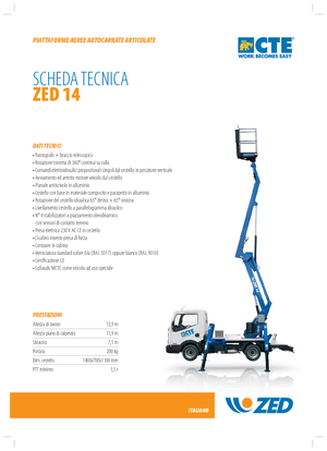 Nacelles à bras articulés montées sur remorque CTE Z 14