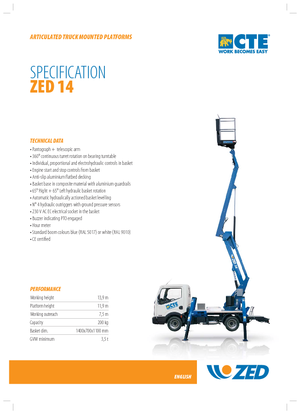 Nacelles à bras articulés montées sur remorque CTE Z 14