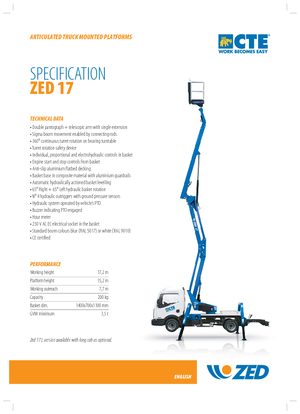 Nacelles à bras articulés montées sur remorque CTE Z 17