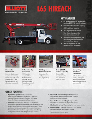 Nacelles télescopiques sur camion Elliott Equipment L65R HiReach