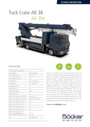 Grues télescopiques  monté sur camion Böcker AK 36e